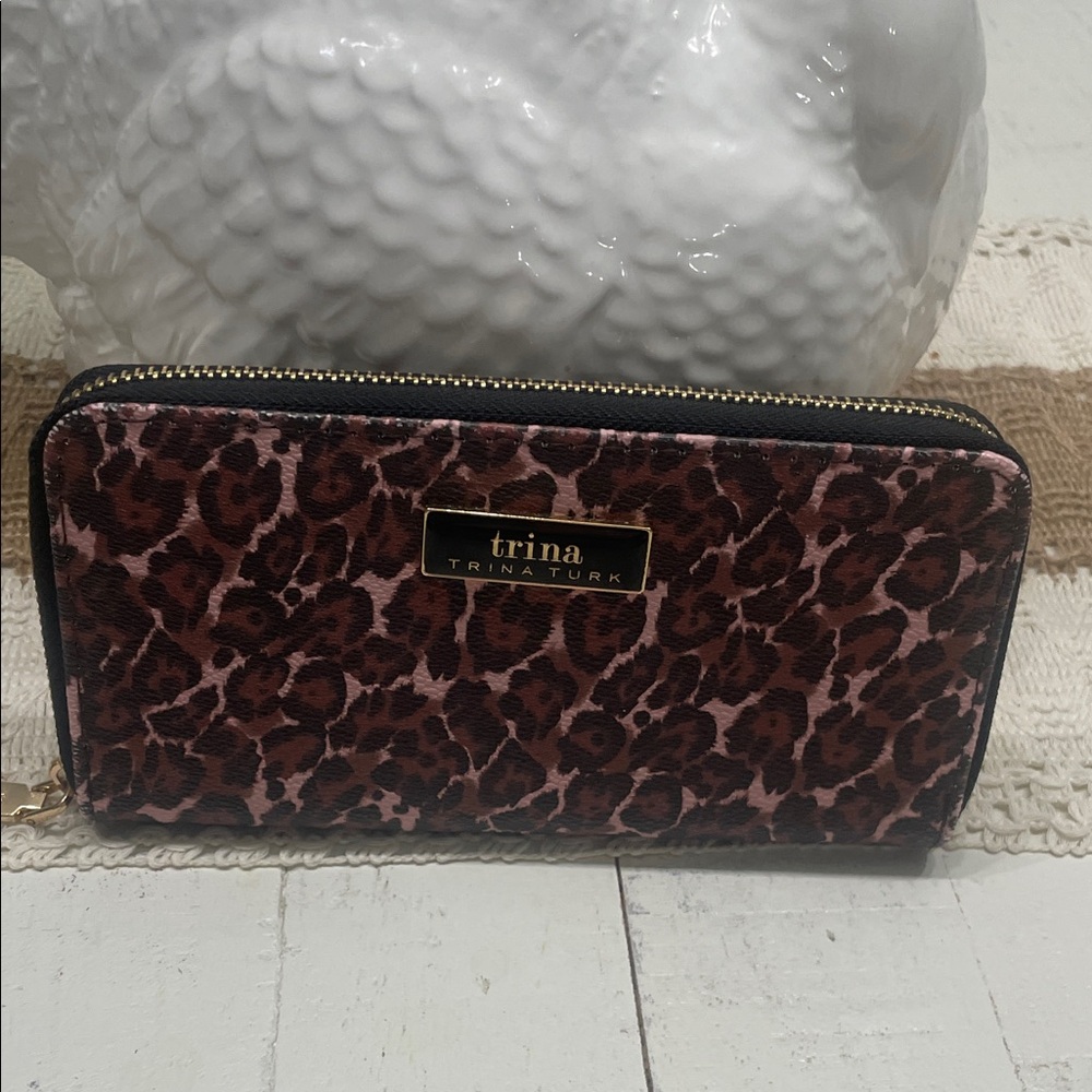 Trina Turk Pink and Brown Animal Print Wallet